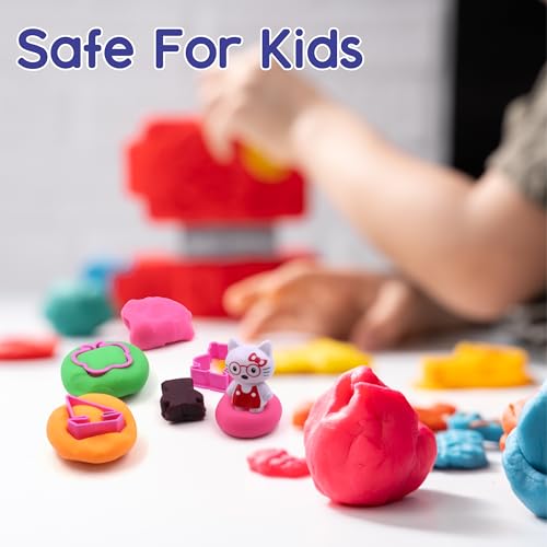 Image of Chanak Clay Dough for Kids, Creative Modelling Dough Set with 6 Clay Tubs (50g Each), 1 Roller, 3 Shape Cutters & 2 Toys, Taste-Safe DIY Craft Activity, Moulding Play Set, BIS Approved