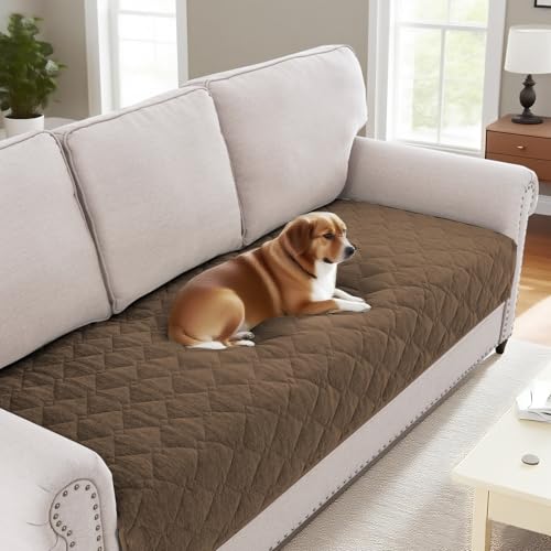 H.VERSAILTEX Couch Cover Chenille Pet Fuzzy Sofa Covers for 3 Cushion Couch Anti Slip Washable Sofa Slipcovers with Strap Soft Couch Protector Cover for Dogs Cats Kids(36