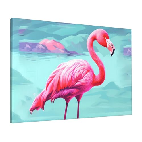 Impression HD de flamants roses 40x60 cm pour décoration murale