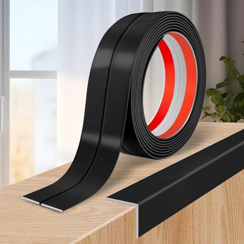 Protector de esquina de pared flexible negro de 6 m, moldeado autoadhesivo para esquinas interiores y exteriores, protectores de pared para despegar y pegar, protección duradera de bordes