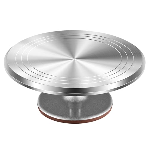 Kootek Aluminium Alloy Revolving Cake Stand 12 Inch Rotating Cake Turntable for Cake, Cupcake Decorating Supplies for Mother's Day by Kootek - Used condition - US$26.99
