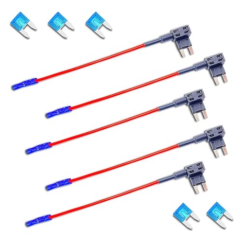 Titwaye 5 PCS Fuse Tap Adapter, 12V Mini Add-a-Circuit Fuse Holder, Automotive Copper Blade FuseAdapter, Fit for Most Trucks, Cars, Boats (Black)