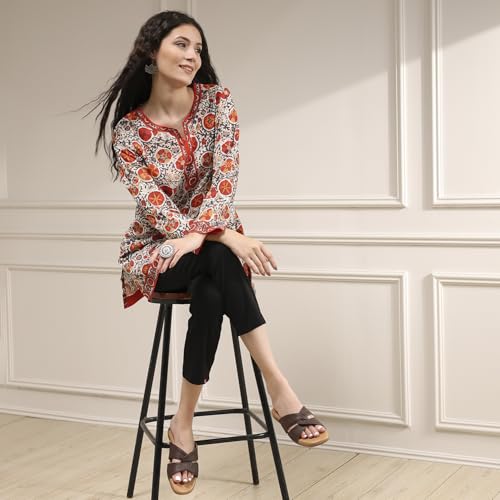 Image of Biba Printed Polyester Straight Casual Kurtis