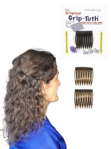 Good Hair Days Grip-Tuth Hair Combs 40073 Set of 2 Shell 1 1/2 Wide Combs