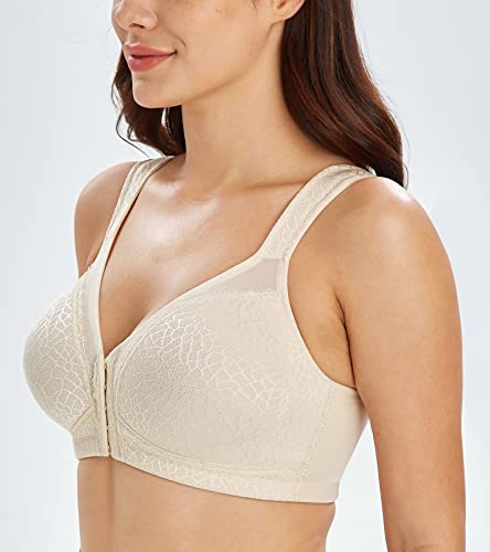 Image of Lemorosy Posture Back Supportive Non Padded Bra (Beige, 48DDD)