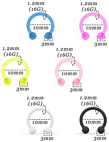 Cisyozi 20G 18G 16G 14G Septum Rings 316L Surgical Steel Septum Nose Lip Rings Horseshoes Cartilage Helix Tragus Rook Daith Earring Hoop Smiley Piercing Jewelry for Women Men 8mm 10mm 12mm 14mm 16mm4