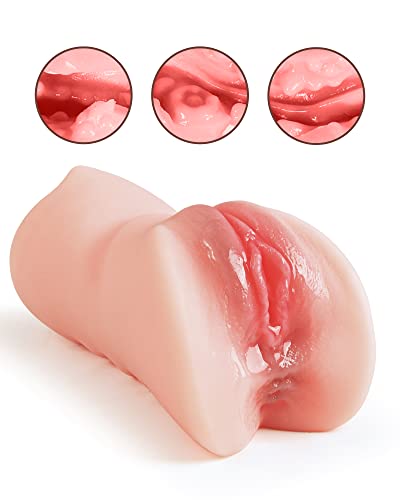Image of 3 in 1 Pocket Pussy Male Masturbator, Sex Doll with 3D Textured Vagina & Tight Anus & Drying Stick, Adult Sex Toy Male Blowjob Stroker with Real Mouth Tongue for Man Masturbation (Fair Skin)