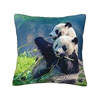 Sofa Pillowcase Mother Panda and Her Baby Panda Plush Cushion Cover Soft Square Pillow Case for Bed Sofa 45x45cm