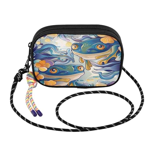 Women's Lightweight Crossbody Phone Purse with Adjustable Strap, Mini Nylon Wallet Bag for Essential Daily Carry, Hands-Free Travel Wallet for Cards Cash Keys, Frog (4)