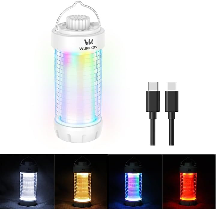 Wurkkos CL01 Rechargeable Camping Light, 550LM Waterproof Tent Light with Magnetic Base, Up to 300 Hours of Battery Life, Portable Lantern Flashlight with RGB Light, Emergency Camp Light for Hurricane