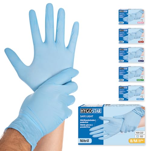 Produktbild von Nitril Handschuhe Schwarz Puderfrei – HYGOSTAR SAFE LIGHT, Unisex, Einmalhandschuhe Für Alltag & Werkstatt
