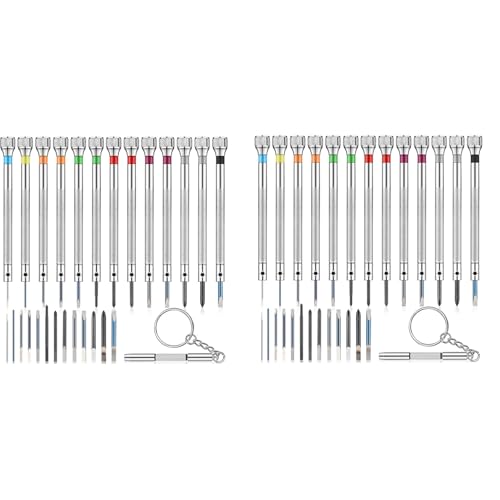 Sxmrmnx Juego de 26 destornilladores de precisión para relojes, relojes, de 0,6 a 2,0 mm, con 26 cuchillas de repuesto adicionales, plata