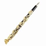 18k vergoldete Edelstahlfeder Gullor F¨¹llfederhalter schwarz-goldenen Schlange 3D-Muster -, mittel- nib