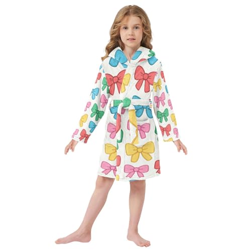 Bathrobes For Girls Bows Pattern Hooded Bathrobe For Girls2
