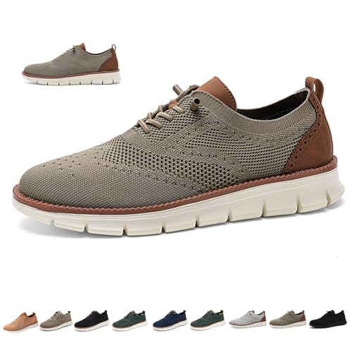 Zapatos Wearbreeze for hombre, zapatos urbanos ultra cómodos for hombre, zapatos Oxford de malla transpirable, zapatillas de vestir informales, zapatos de negocios ligeros for caminar(Khaki 2,41 EU)