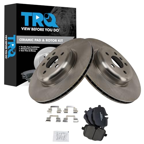 Image of TRQ Rear Brake Pad and Rotor Set Ceramic Compatible with 2016-2021 BMW 740i 750i 750i xDrive 530i 530i xDrive 540i 540i 740e 740i 530e 530e 640i Gran Turismo X3 X4