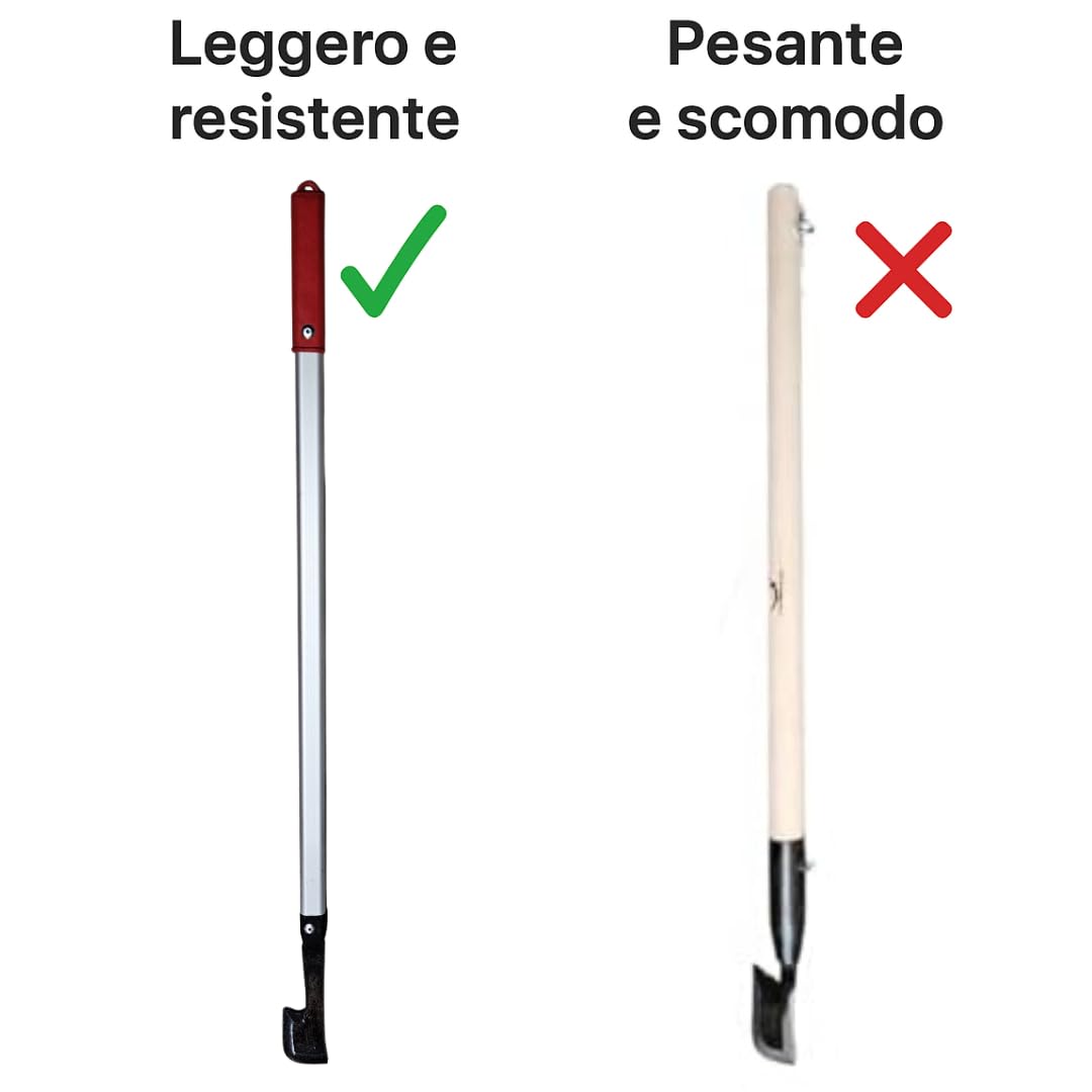 Vanghetto per Tartufi 100 cm | Manico in Alluminio Leggero, Lama Forgiata Alta Resistenza, Impugnatura Antiscivolo in ABS | Strumento Trifolatura Professionale Ergonomico (Bandiera)