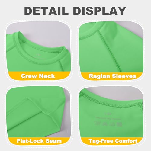 Image of 5-14Y Boys Girls Rash Guard UPF 50+ Short Sleeve Kids Neon Swim Shirts | Unisex UV Sun Protection Shirts,Quick Dry Kids Rash Guard, Boys Girls Neon Swim Shirts,Teen Rash Guard Swimsuit