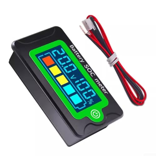 Septoolshop Battery Capacity Indicator Voltmeter Waterproof Design with Digital LCD Screen for Electric Vehicles Outdoors Power Applications Sweepers and Testing(Green)