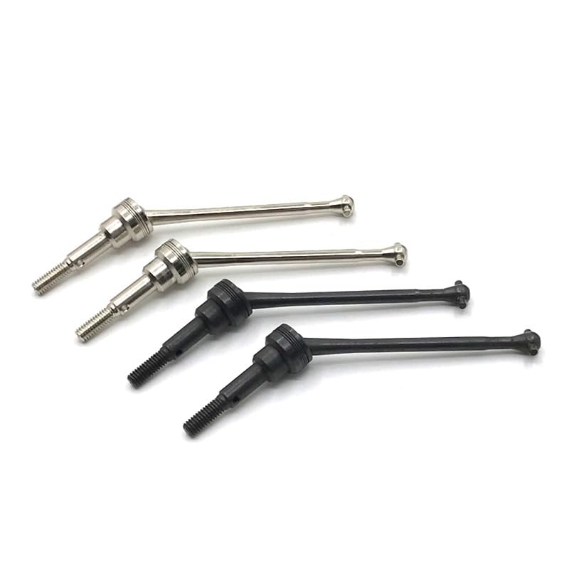 for WLtoys 1/12 12423 12427 12428 RC Car Metal Upgrade Parts, Modified CVD Front Propshaft Pair, Silver, Black(Silver)