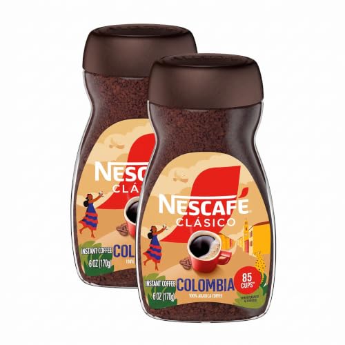 Nescafé Clásico Coffee, Medium Roast, Instant | Colombia | 6 oz Jar | Pack of 2