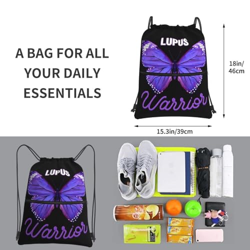 May Is Lupus Awareness Month Drawstring Bag Backpack Gym Bags With Zipper Pocket Sports Sack Shopping Yoga Travel String Daypacks For Men Women Adult3
