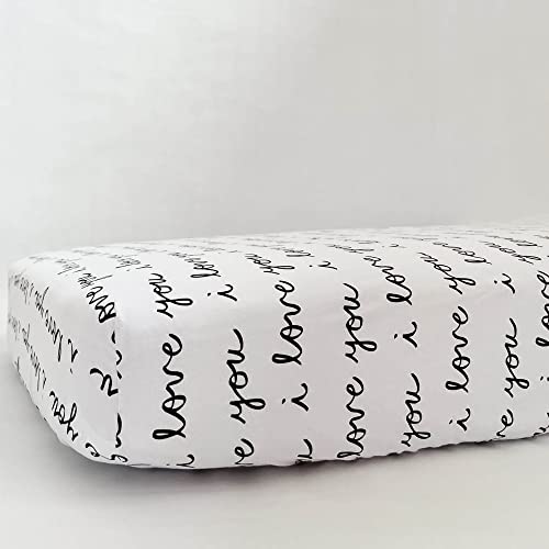 Image of NODNAL CO. Fitted Crib Sheet - 100% Cotton for Baby Girl/Boy Nursery Bedding - Gender Neutral Patterns and Colors - Unisex for Standard Baby or Toddler Crib Mattress (I Love You)