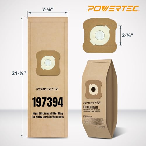 Image of POWERTEC 197394 Vacuum Bags for Kirby 9PK, Fits Kirby G3, G4, G4D, G5, G6, G7, G7D, G2000, G2001, Gsix, Ultimate G, Heritage II, Style III Vacuum Cleaners, Replacement for 197294 197289 197301 (75137)