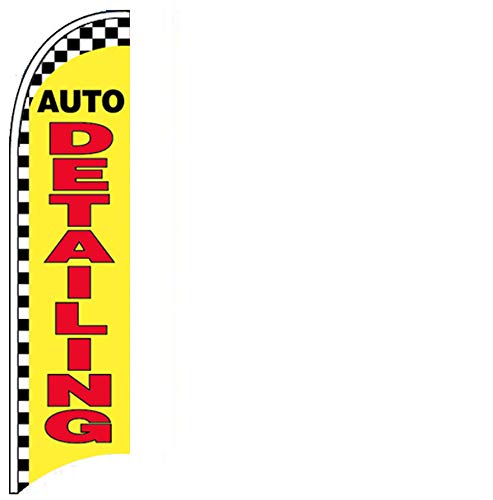 4 Less Co AUTO DETAILING Windless Swooper Feather Flag 2.5x11.5 Feet Tall Banner Sign (Flag Only) yb