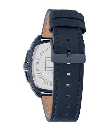 Image of Tommy Hilfiger Men's Multifuction Blue Stainless Steel & Leather Strap Watch