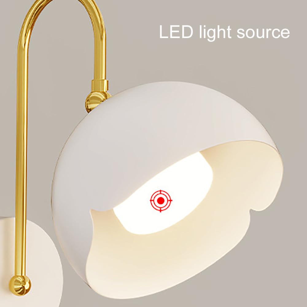 Jadssox Aplique de pared LED blanco de 7 W, lámpara de pared simple nórdica con pantalla de metal, accesorios de iluminación de pared para sala de estar, dormitorio, sala de estudio, pasillo (H:36 cm)