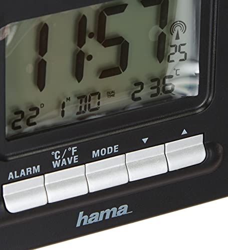 Hama Orologio/Sveglia da Viaggio Rc200, Nera, ‎9.2...