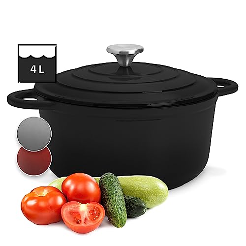 ToCis Big BBQ Cocotte Fonte avec Couvercle de 4L, Faitout pour l'Exterieur, Marmite Résistante au...