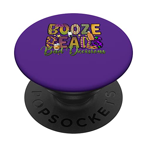 Funny Booze Beads & Bad Decisions A New Orleans Match Parade PopSockets Swappable PopGrip, Black