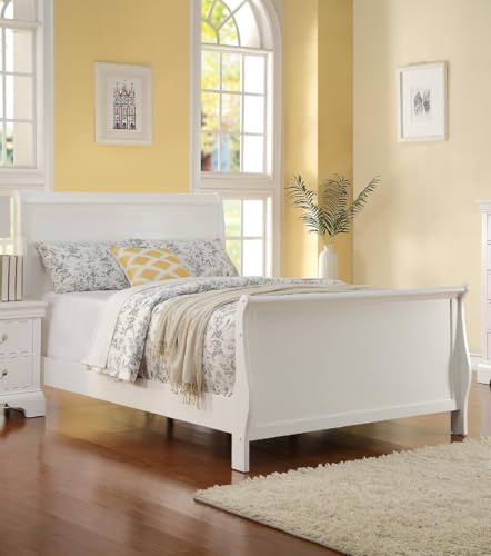 Modern-1pc-Full-Size-Bed-Bedroom-Furniture-Sleigh-Design-Headboard-Footboard-Plywood-1pc-Bedframe-White-Color Modern 1pc Full Size Bed Bedroom Furniture Sleigh Design Headboard Footboard Plywood 1pc Bedframe White Color
