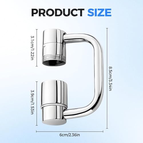 1440° Rotatable Faucet Aerator Extension, 2025 New 2 Modes Universal Sink Faucet for Splash Reduction, 1080° Rotating Multifunctional Faucet Extender for Bathroom Sink Kitchen