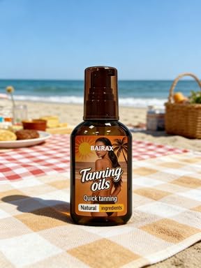 BAIRAX Intensive Tanning Oil, Natural Tan Accelerator, Non-Greasy Water-Resistant Formula with Carrot & Coconut Oil