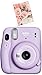 Fujifilm Instax Mini 11 Camera with 2X Fuji Instant Film Twin Pack - Fujifilm Instax Mini Rainbow Film + Case, Album, Stickers, Accessories Bundle (Lilac Purple)