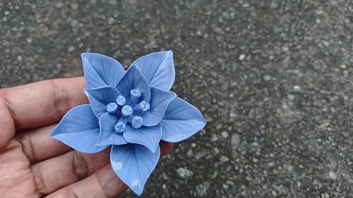 Image of Ceramic Flower Wall Art Decor, Artificial Flower Wall Sculpture,Handmade Ceramic Flowers for Home,Hallway,Living Room, Kitchen,Bathroom (Royal Blue,Gardenia, 2.76 inch)