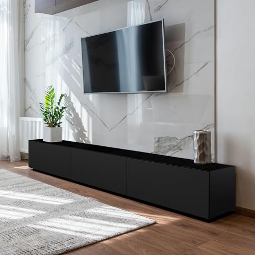 4housedesign® Hängendes TV Lowboard Schwarz 300cm