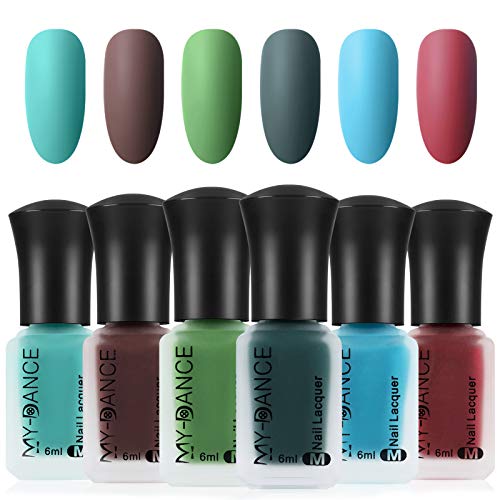 Ownest 6 Colors Matte Nail Polish Set, Mist Effect Matte Velvet Nail Polish,Long Lasting Velvet Nail Polish Nail Art-#E
