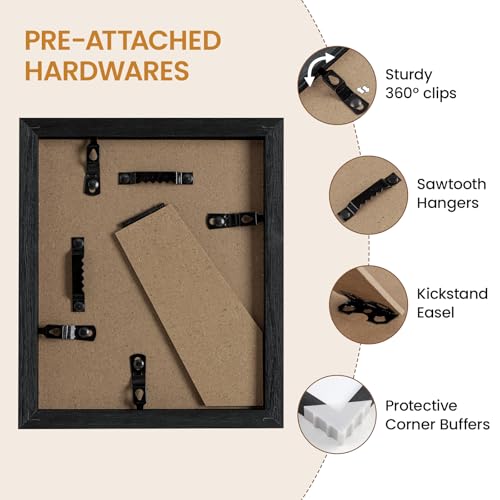 Image of 5x6 Picture Frame,Solid Oak Wood 5 inchx6 inch Photo Frame, Black Color Tempered Real Glass 5 by 6 Wooden Frames with No Mat,6x5 Picture Frames for Wall or Tabletop Display