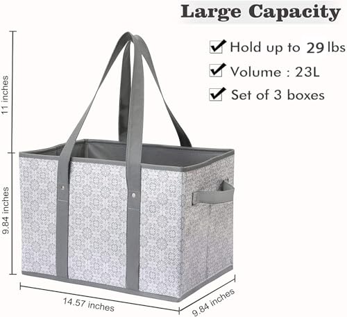 WISELIFE Reusable Grocery Bags [3 Pack],Large Grocery Tote Bag Water Resistant Shopping Bags Foldable Grocery Bag for Clothes,Shoes and Picnic