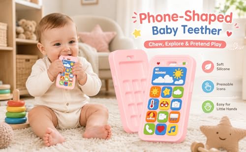 Image of Baby Teething Toys Silicone Baby Phone Teether Over 3 Months