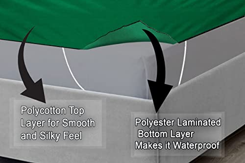 Image of The Furnishing Tree Mattress Protector /Waterproof Bedsheet Size WxL 48x72 inches 4x6 Feet Single Bed Polyester Green