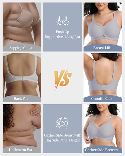 Image of Jelly Bras for Women No Underwire Mesh Wireless Crossover Bra Seamless Full Coverage Lift T Shirt Sleep Bralettes