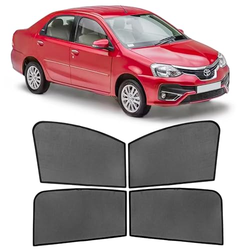 Image of AutoStory Custom Fit Black Mesh Car Sunshade for Toyota Etios | UV & Heat Protection Car Window Curtains | Privacy Car Sun Shade | Breathable Vehicle Specific Side Window Shades