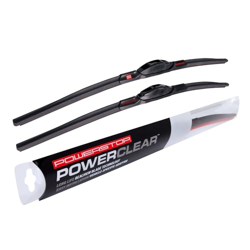 Image of PowerClear by PowerStop - Front 26 inch + 22 inch Windshield Wiper Blade Set, J-Hook Type For Honda Civic Odyssey Pilot Ridgeline | Lexus RX330 RX350 | ProMaster 1500 2500 3500