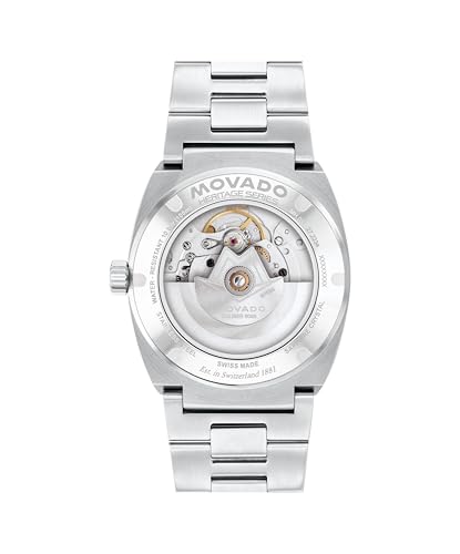 Movado Heritage Series Ondoplan Men's Watch - Swiss Automatic, Self-Winding, Stainless Steel Bracelet - Classic, Modern Luxury Fashion Timepiece for Him - 39mm3