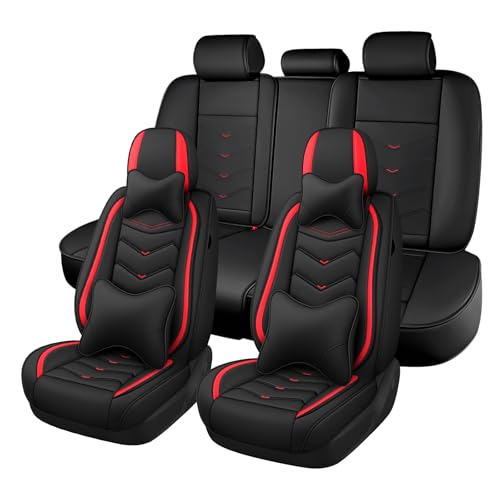 ZWCS Car Seat Cover for Mercedes-Benz AMG GLE 53 2021-2026, Seat Covers Full Set,Non-Slip Waterproof seat Cover,Wear-Resistant Nappa Leather car seat Covers. (Luxury 5 Seats/Black Red)